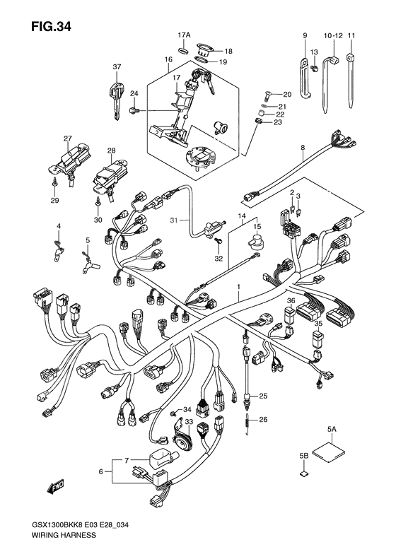 Wiring harness              

                  Gsx1300bkk8/k9 e3/e28