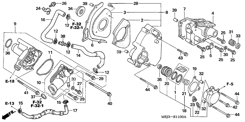 Left rear cover/water pum p