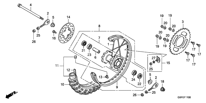 Rear wheel complete assy