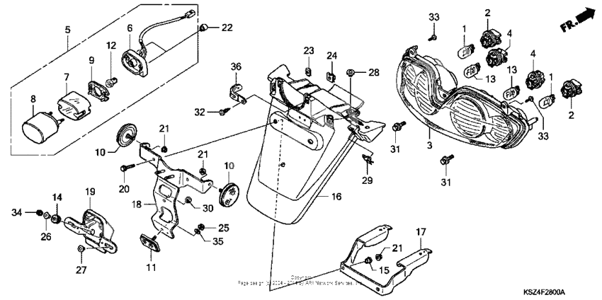 Rear combination light + rear fender