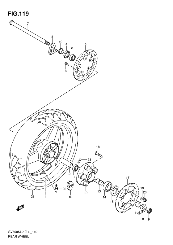 Rear wheel complete assy              

                  Sv650sl2 e24