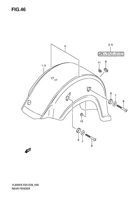 Rear fender              

                  Vl800k6/tk6/ck6/k7/tk7