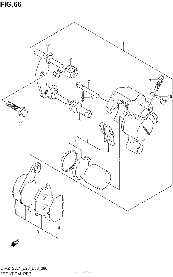 Передний тормозной суппорт (Dr-Z125Ll4 E28)