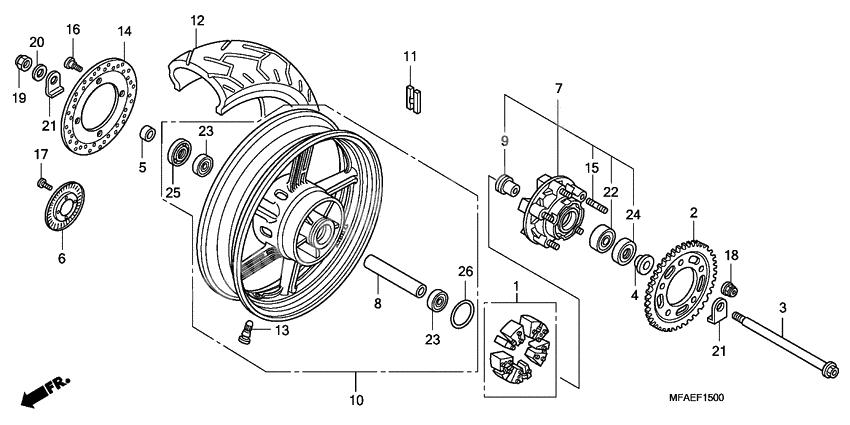 Rear wheel complete assy