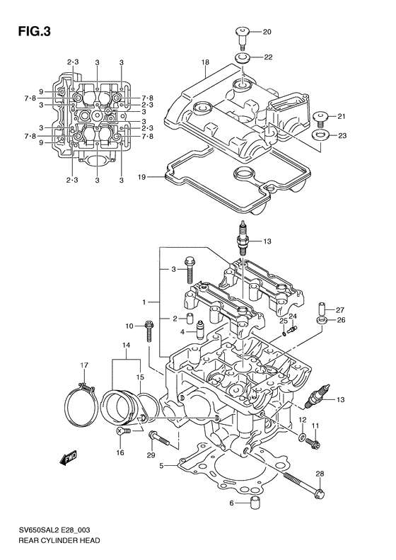 Rear cylinder head