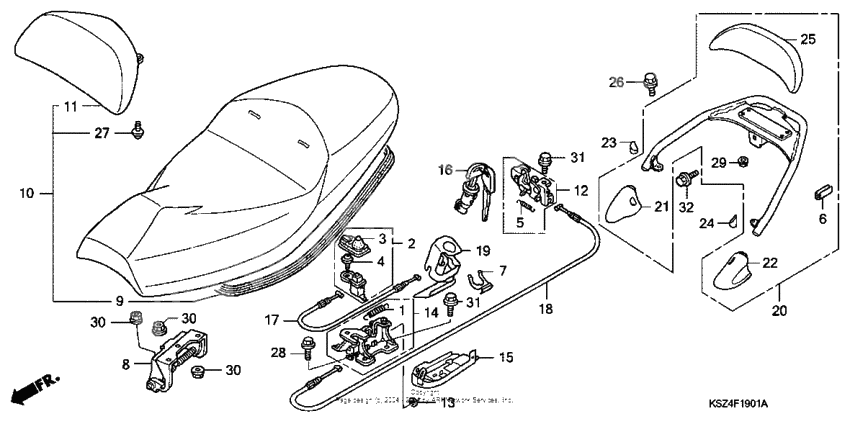 Seat + rear spoiler (nss250s/nss250as)