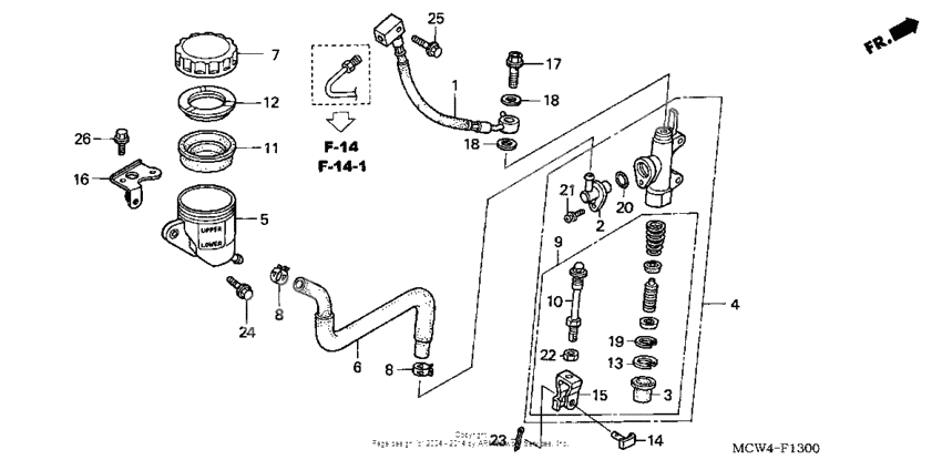Rear brake master cylinder