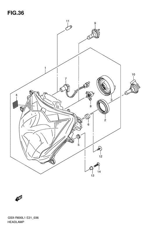 Headlamp              

                  Gsx-r600l1 e21