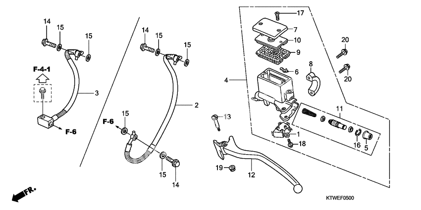 Rr. brake master cylinder