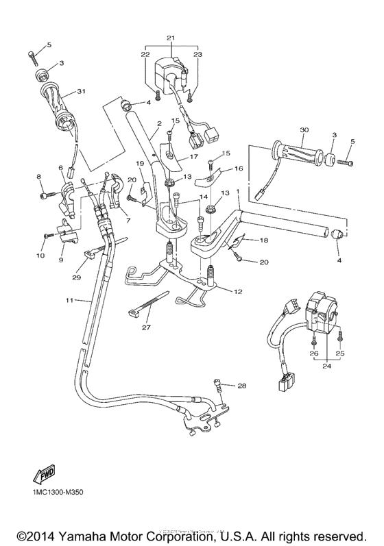 Steering handle cable