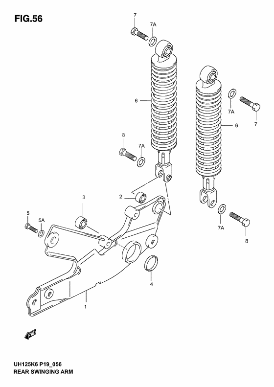 Rear swinging arm