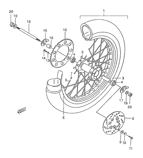 Rear wheel complete assy