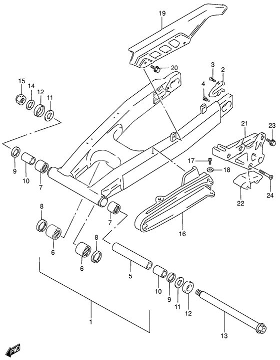 Rear swinging arm