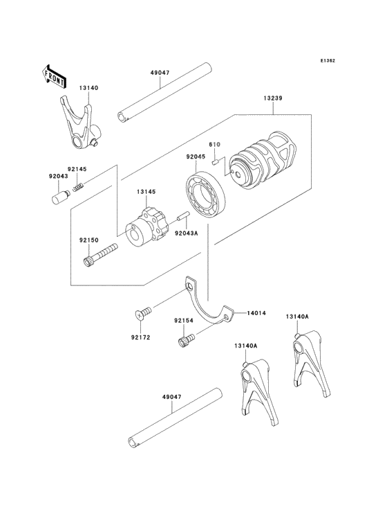 Gear change drum/shift fork(s)