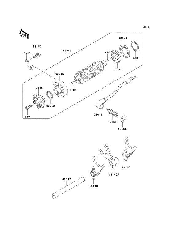 Gear change drum/shift