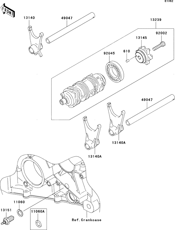 Gear change drum/shift fork(s)