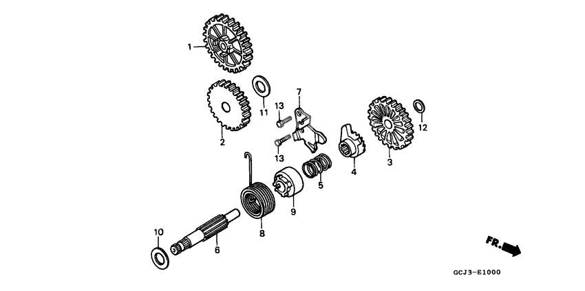 Kick starter spindle