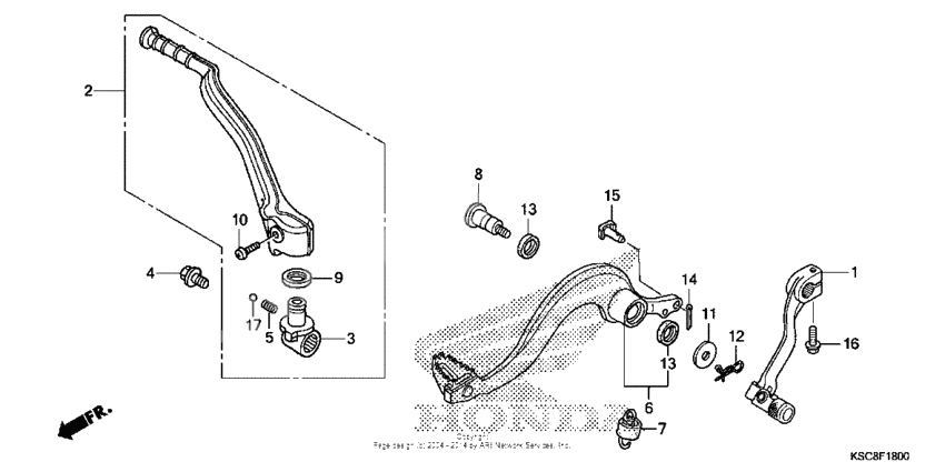 Pedal + kick starter arm