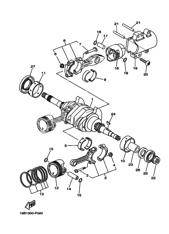 Crankshaft, piston