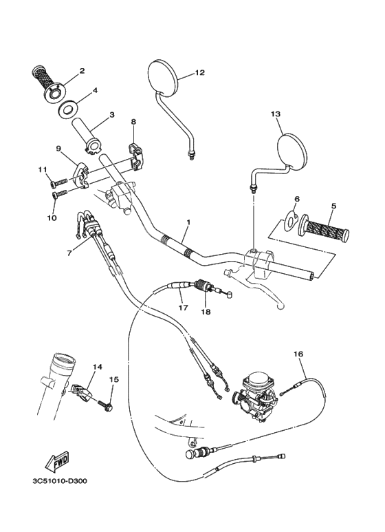 Steering Handle, Cable