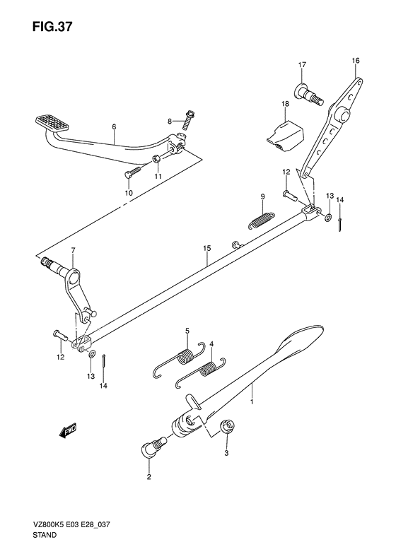 Stand - rear brake