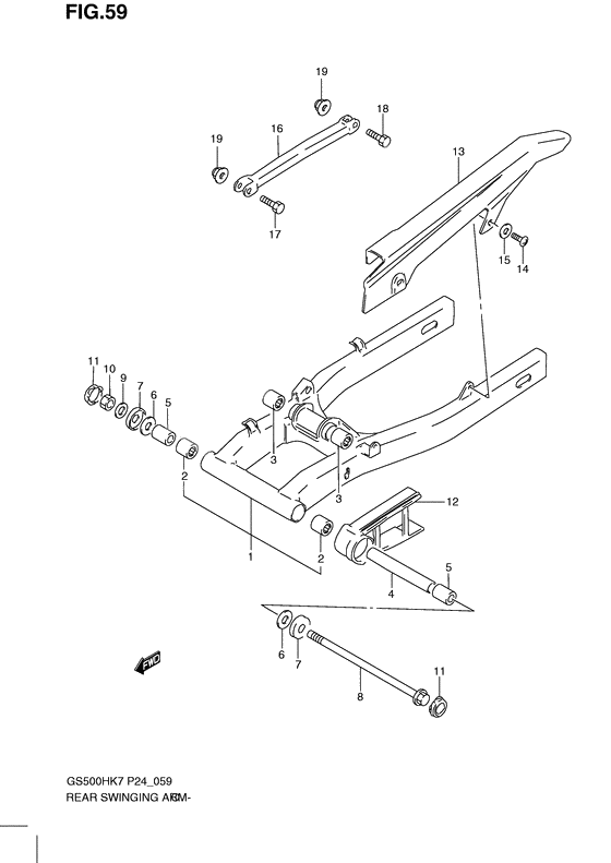 Rear swinging arm