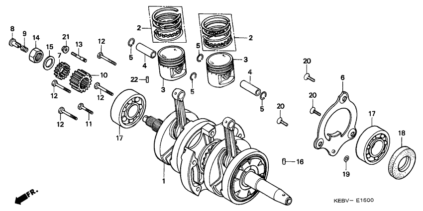 Piston/crankshaft