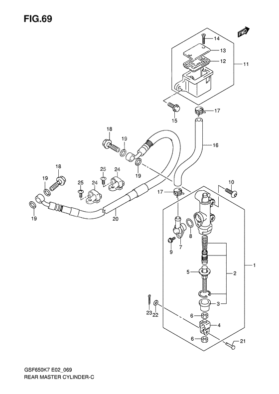 Rear master cylinder              

                  Gsf650k7/uk7/sk7/suk7/k8/uk8/sk8/suk8