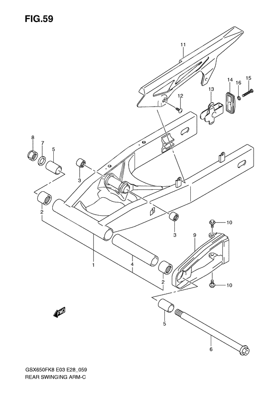 Rear swinging arm