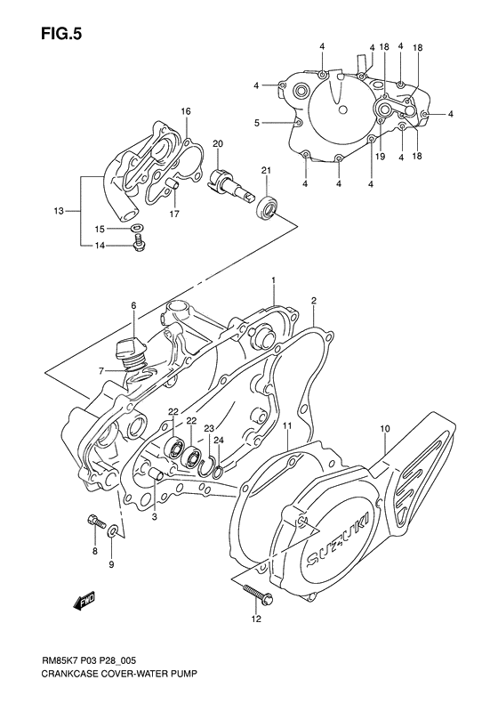 Crankcase cover- water pump