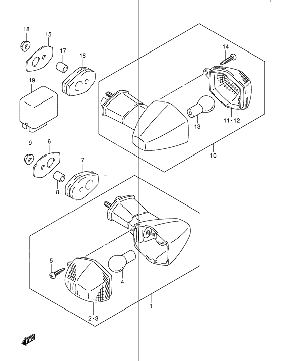 Turnsignal front & rear lamp              

                  Gsf600sy/suy/sk1/sk2/sk3/sk4/suk1/suk2/suk3/suk4