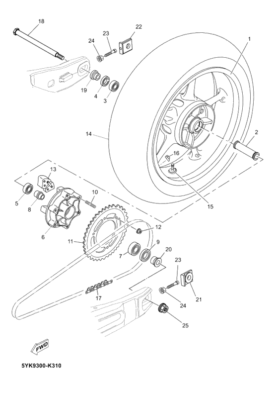 Rear wheel complete assy