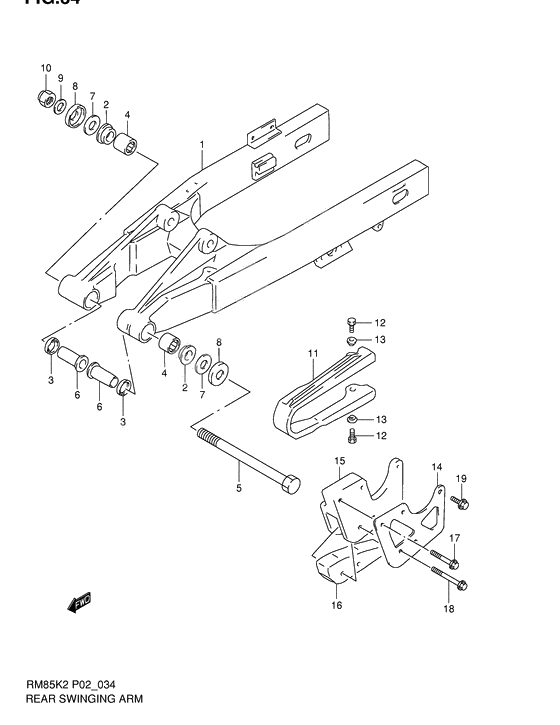 Rear swinging arm