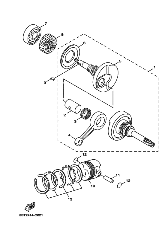 Crankshaft, piston