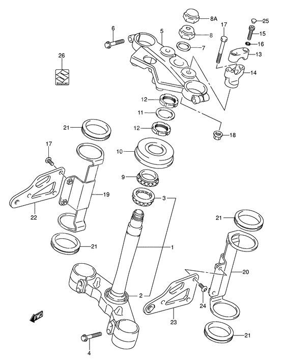 Steering stem              

                  Sv650k3/uk3/k4/uk4/k5/uk5/k6/uk6/k7/uk7/ak7/uak7