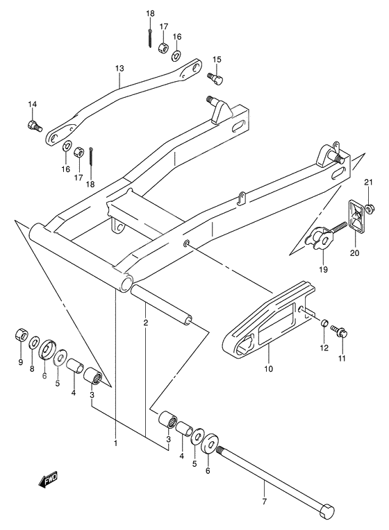 Rear swinging arm