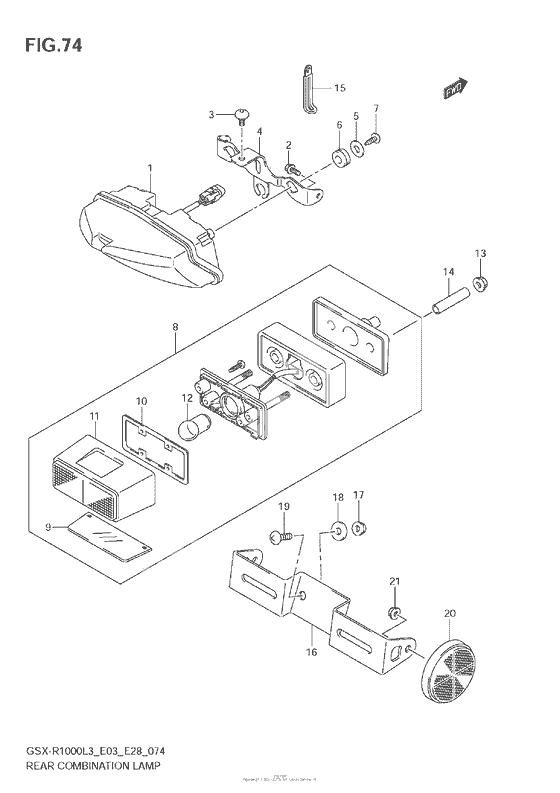 Задний фонарь (Стоп-сигнал) (Gsx-R1000L3 E28)