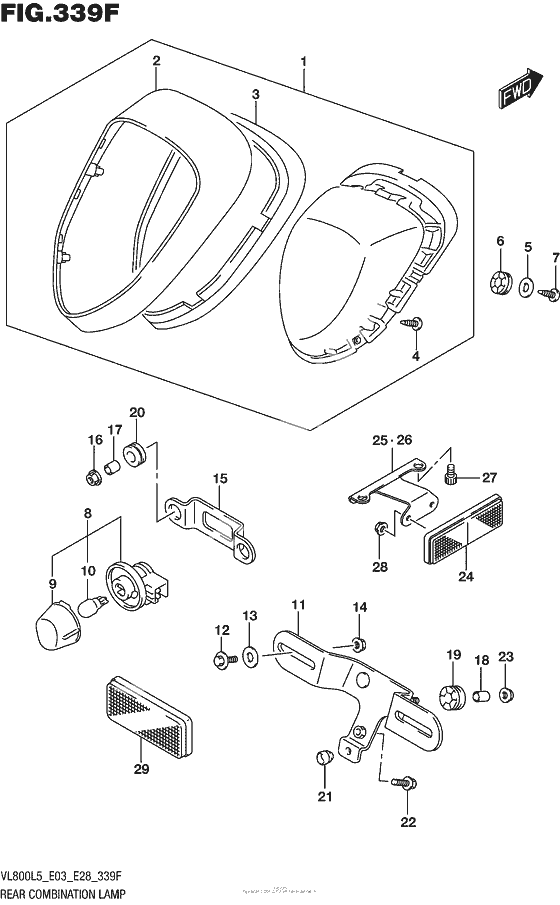 Задний фонарь (Стоп-сигнал) (Vl800Bl5 E28)