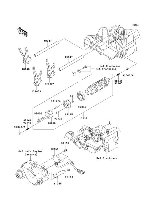 Gear change drum/shift fork(s)