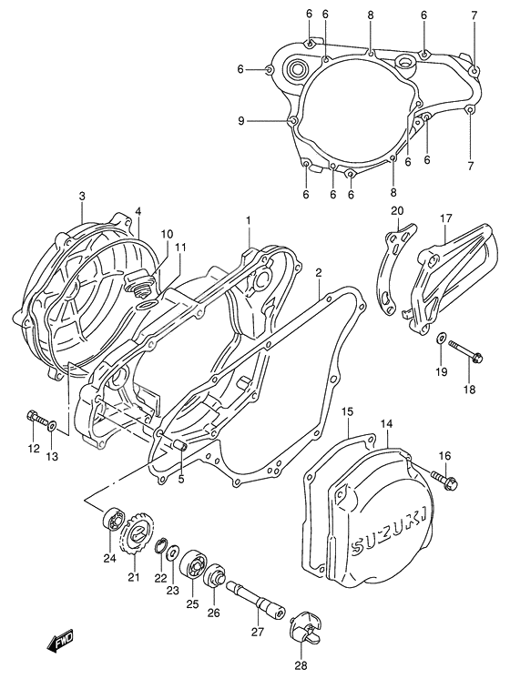 Crankcase cover- water pump
Model w/x/y