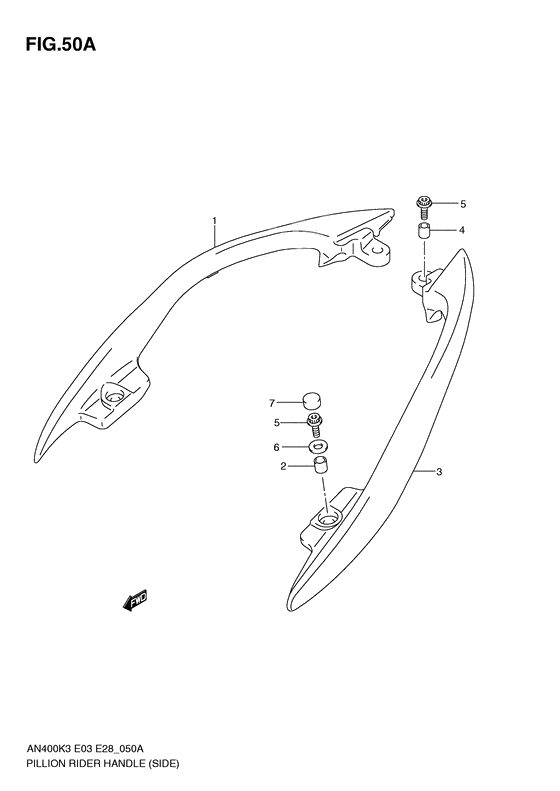 Pillion rider handle              

                  Side)(model k4