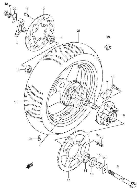 Rear wheel complete assy