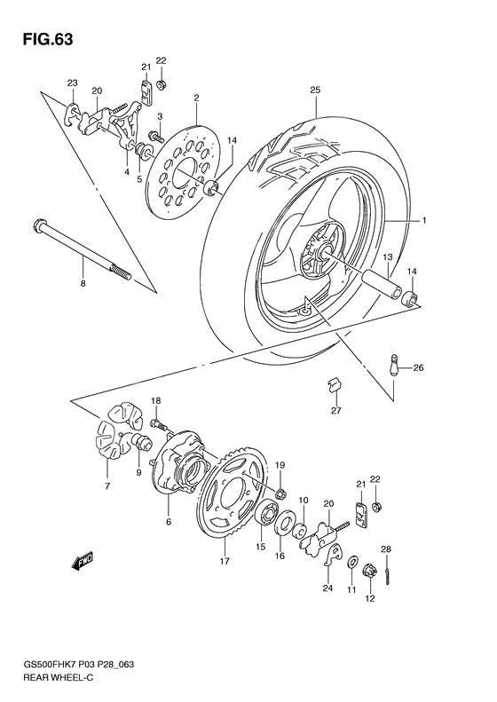 Rear wheel complete assy