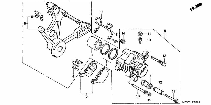 Rear brake caliper