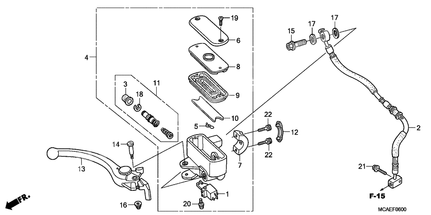 Front brake master cylinder