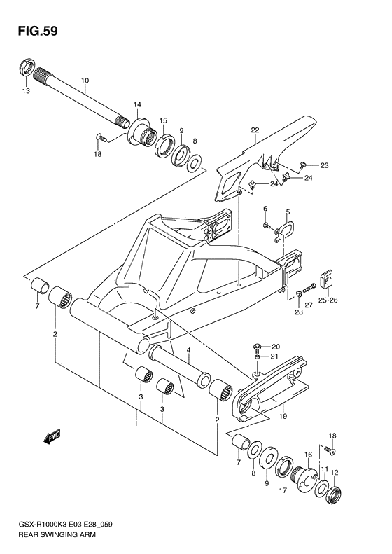 Rear swinging arm