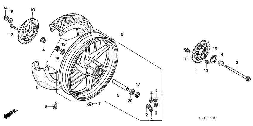 Rear wheel complete assy