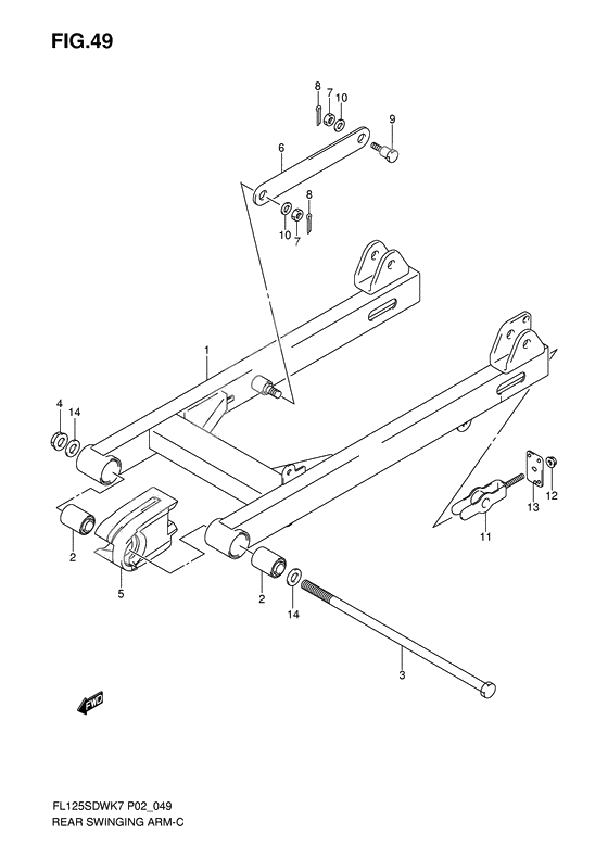 Rear swinging arm