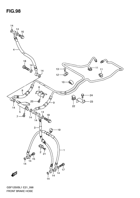 Front brake hose              

                  Gsf1250sl1 e21