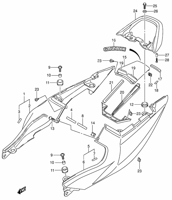 Seat tail cover              

                  Sv650sk3/suk3